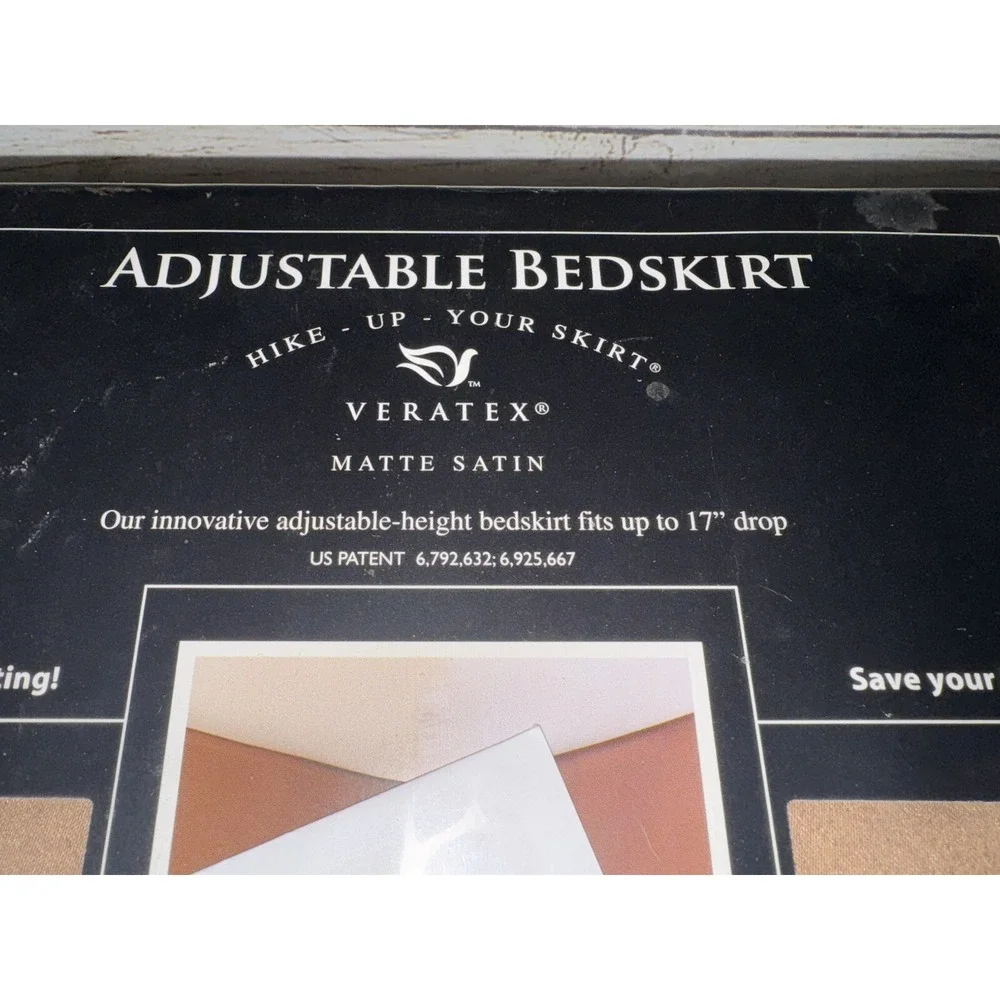 New Veratex Hike-Up-Your Skirt Taupe Adjustable Bedskirt King Matte Satin Tub11
